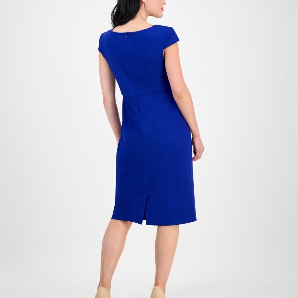 Connected Petite Blue Midi Dress Sheath Size 8P NWT Work Career Office - Picture 9 of 9